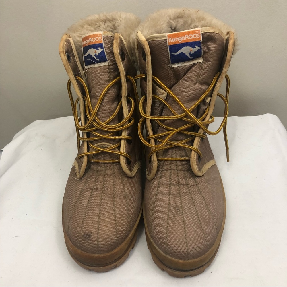 Vintage KangaROOS Women’s Steel Shank Snow Boots Tan Brown Lace Up Size 7